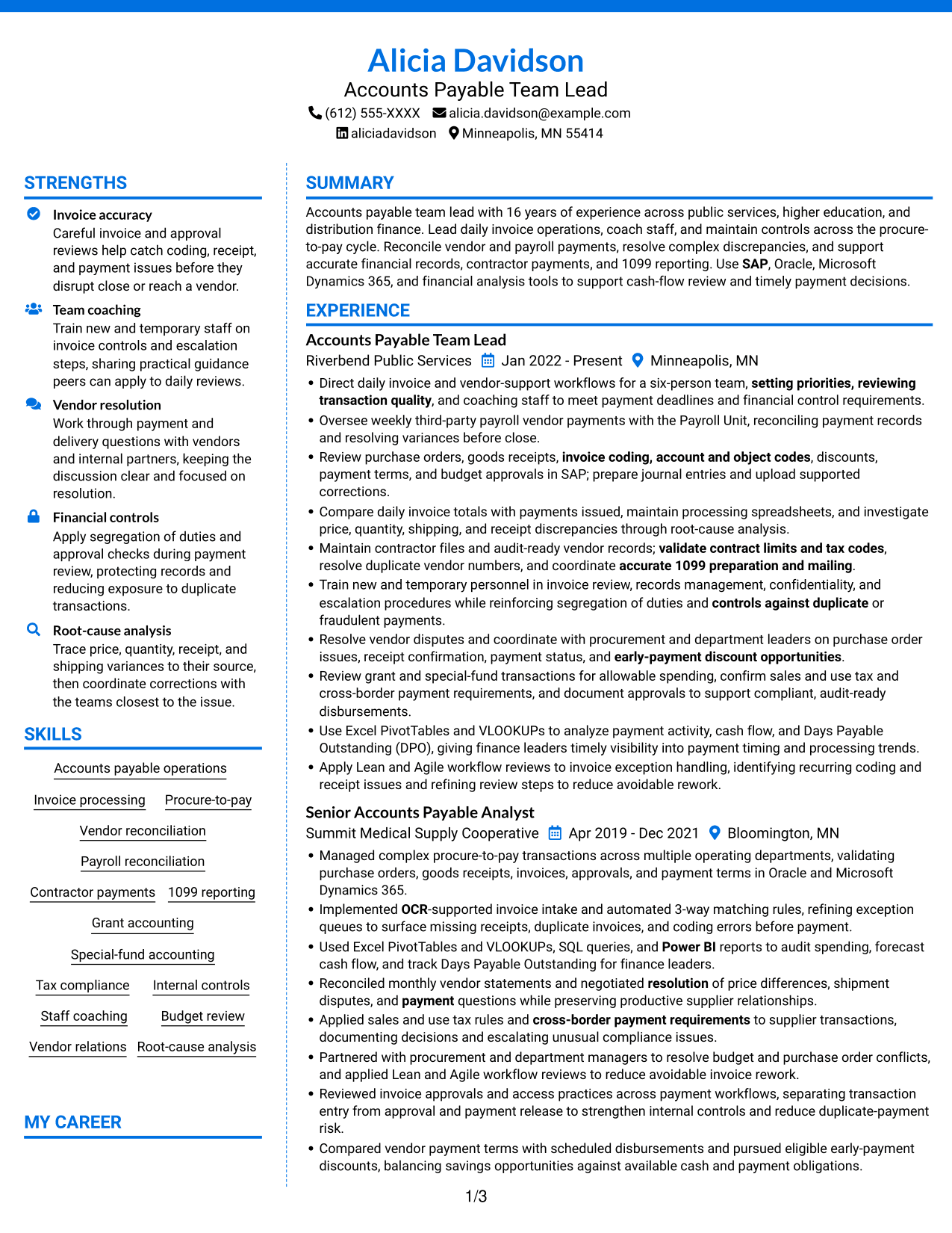 Resume example — page 1
