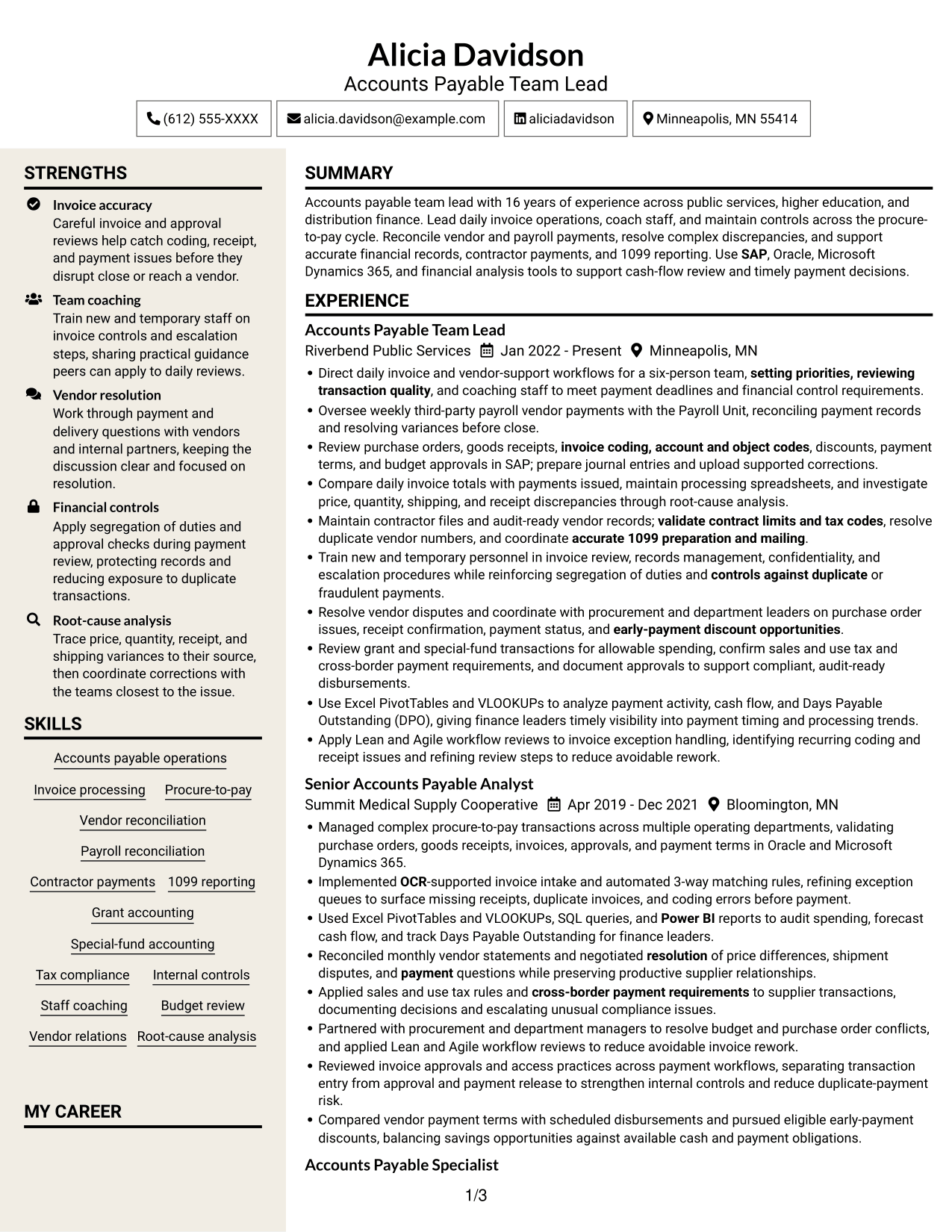 Resume example — page 1