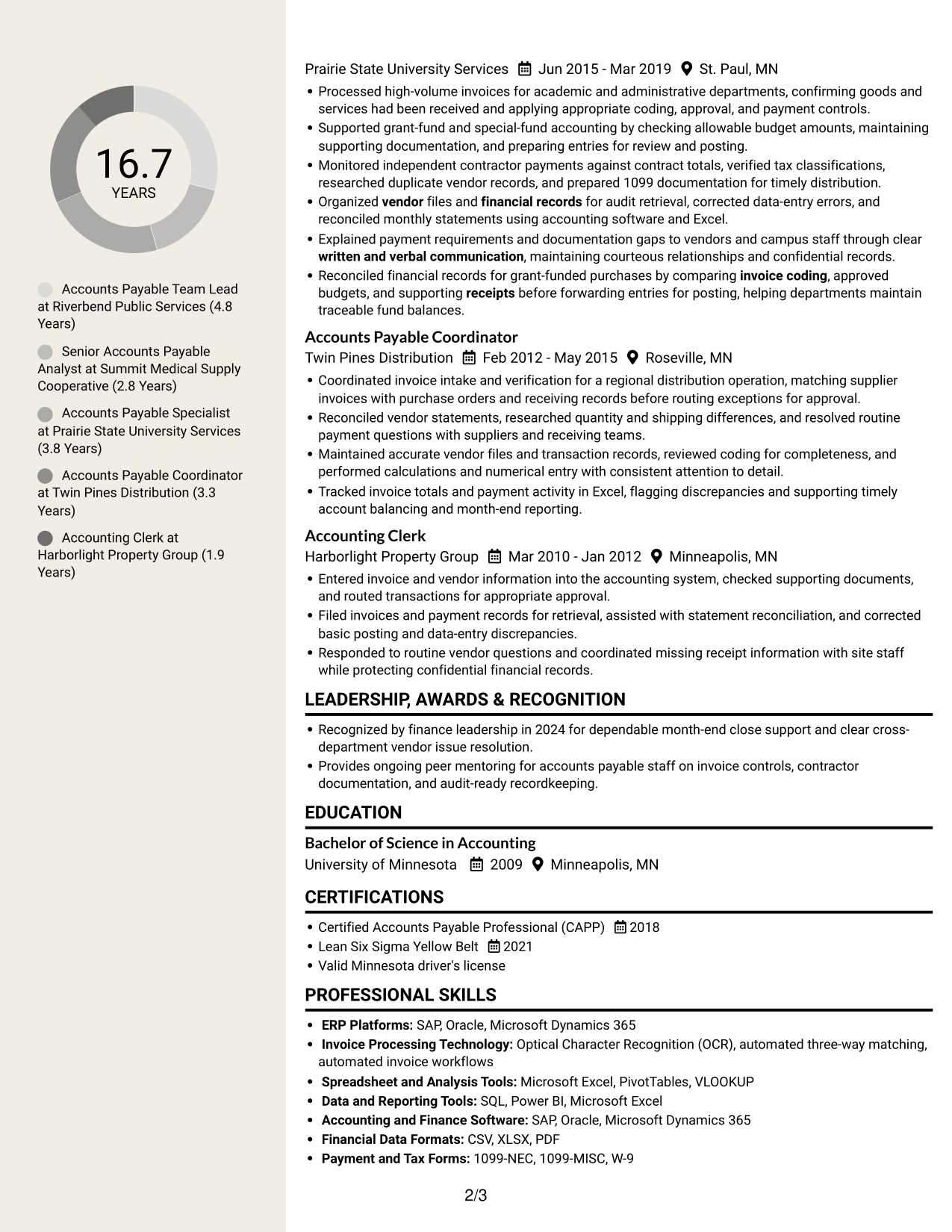 Resume example — page 2