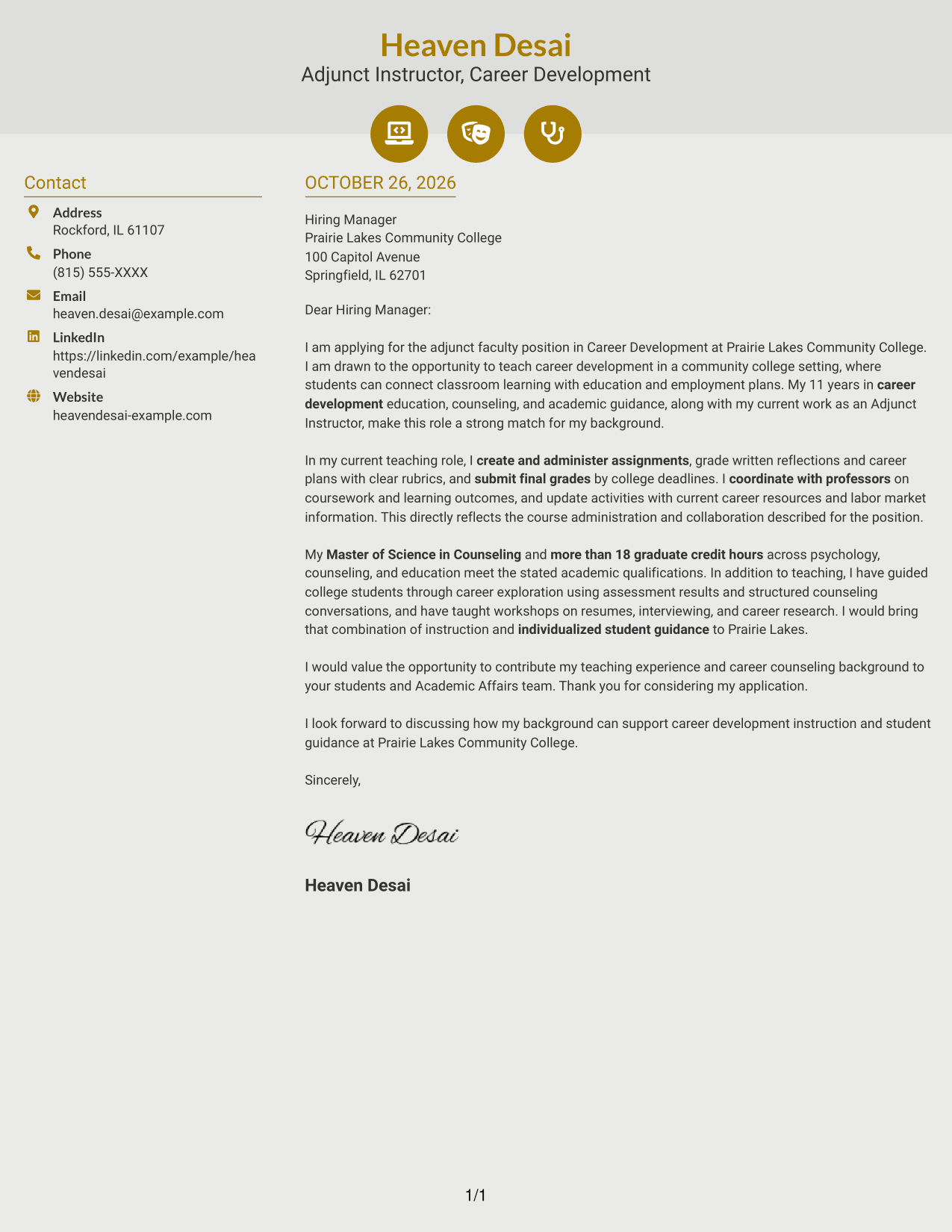 Cover letter example — page 1