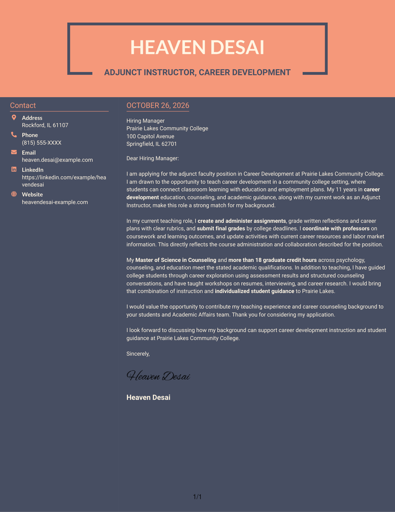 Cover letter example — page 1