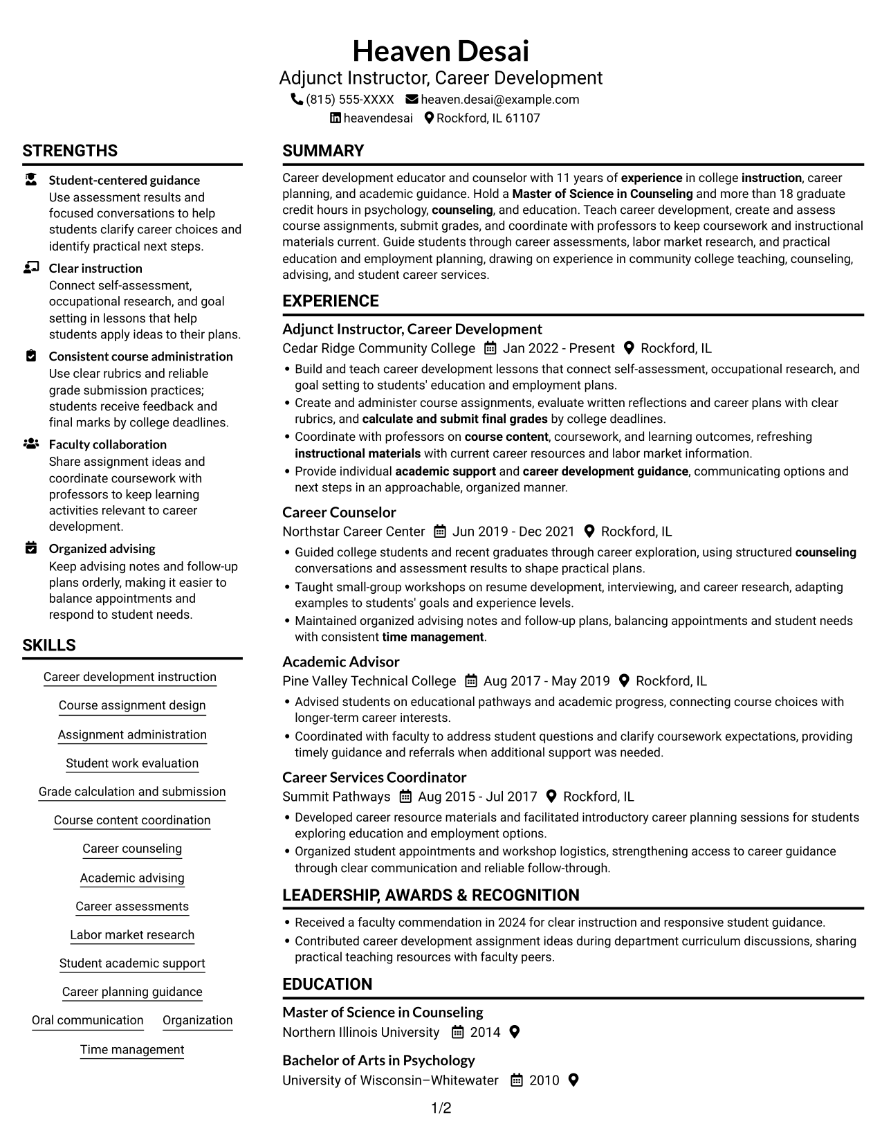 Resume example — page 1