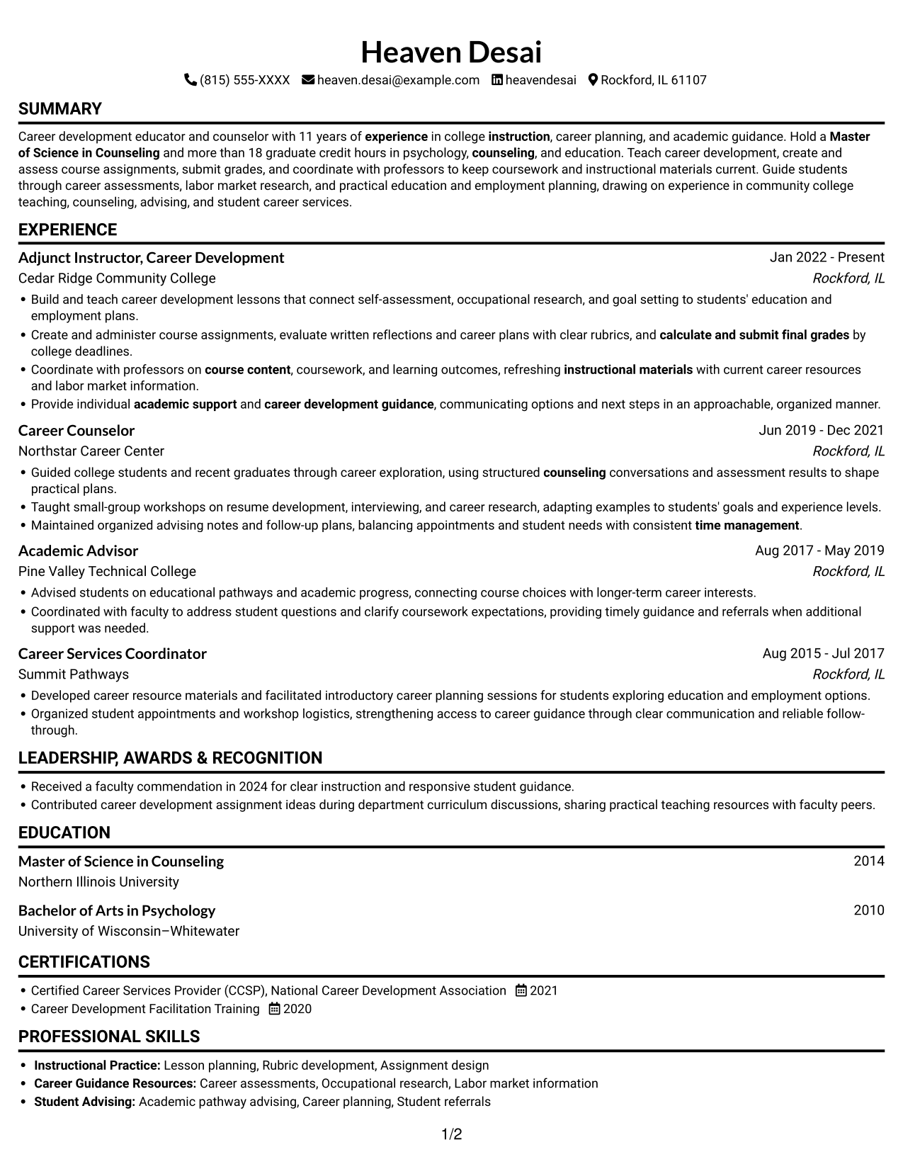 Resume example — page 1