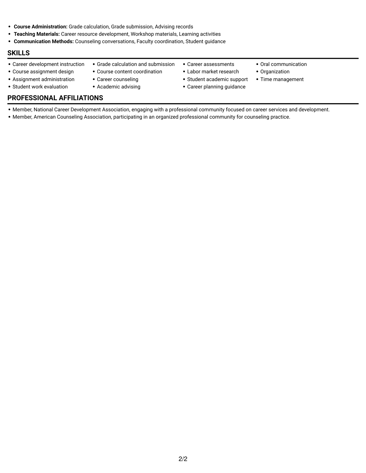 Resume example — page 2