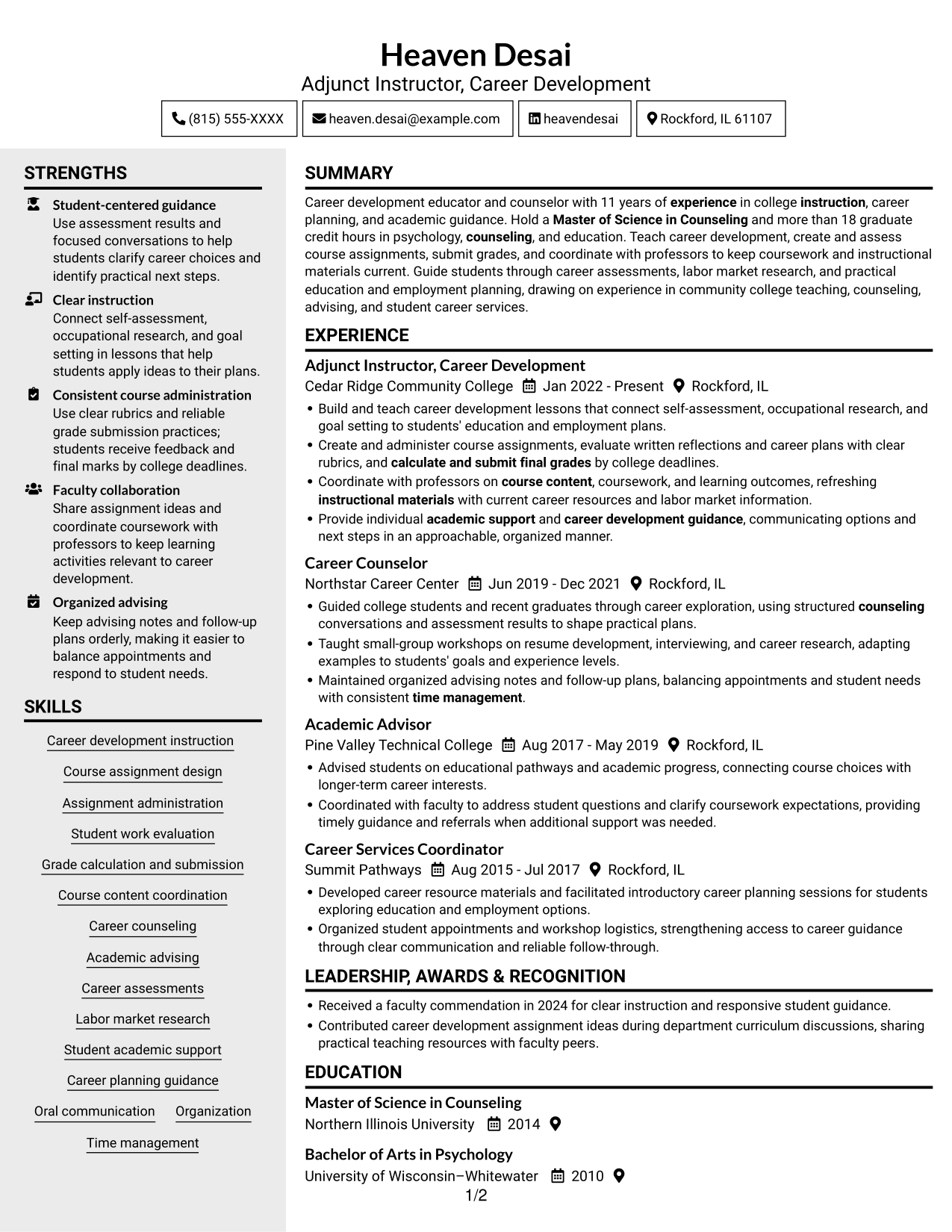 Resume example — page 1