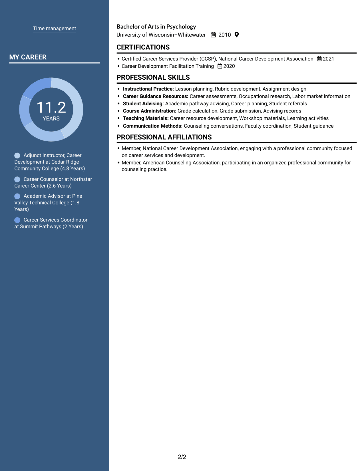 Resume example — page 2