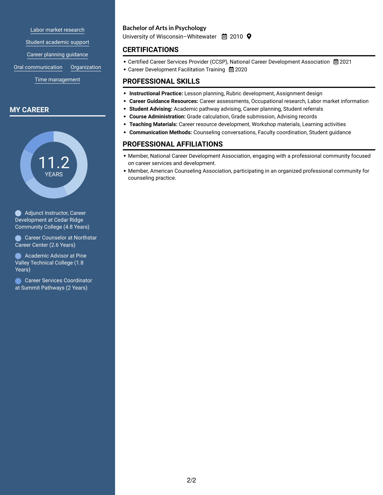Resume example — page 2