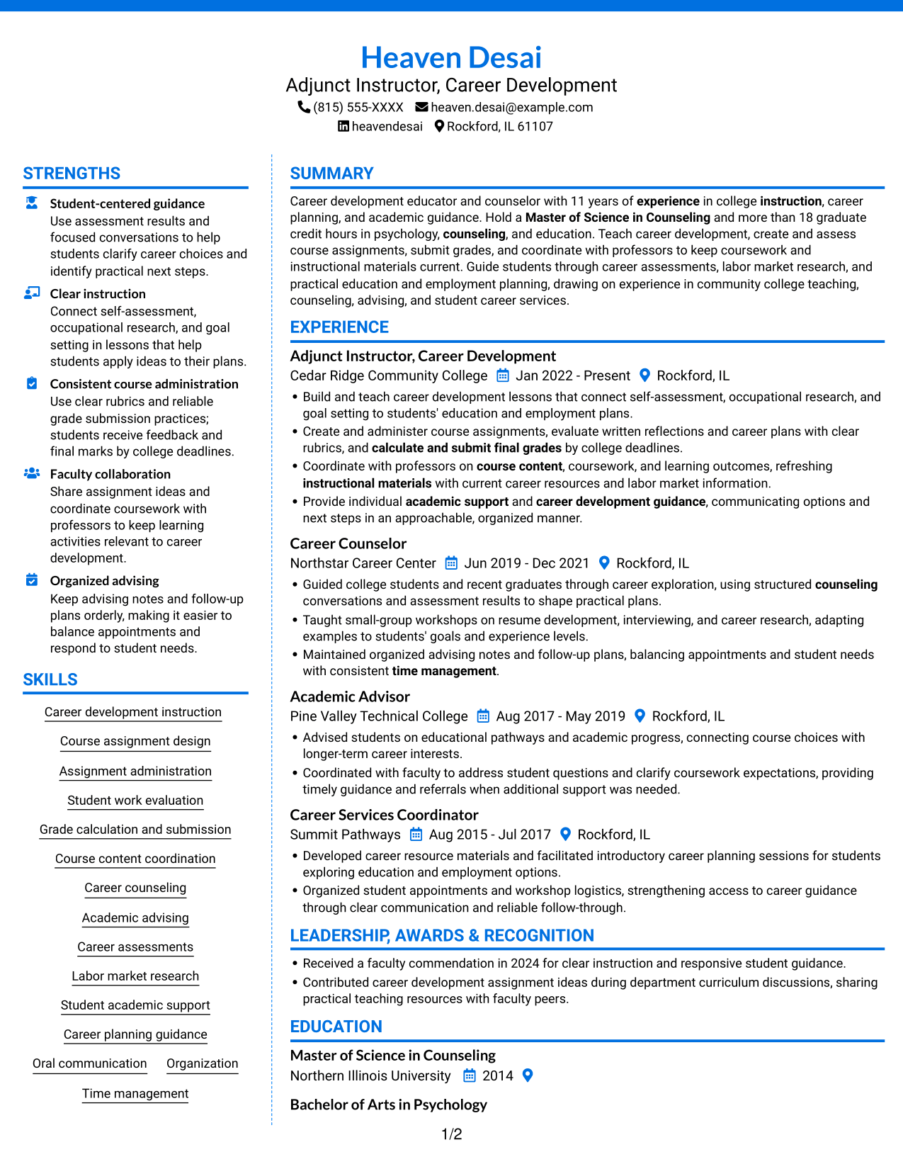 Resume example — page 1