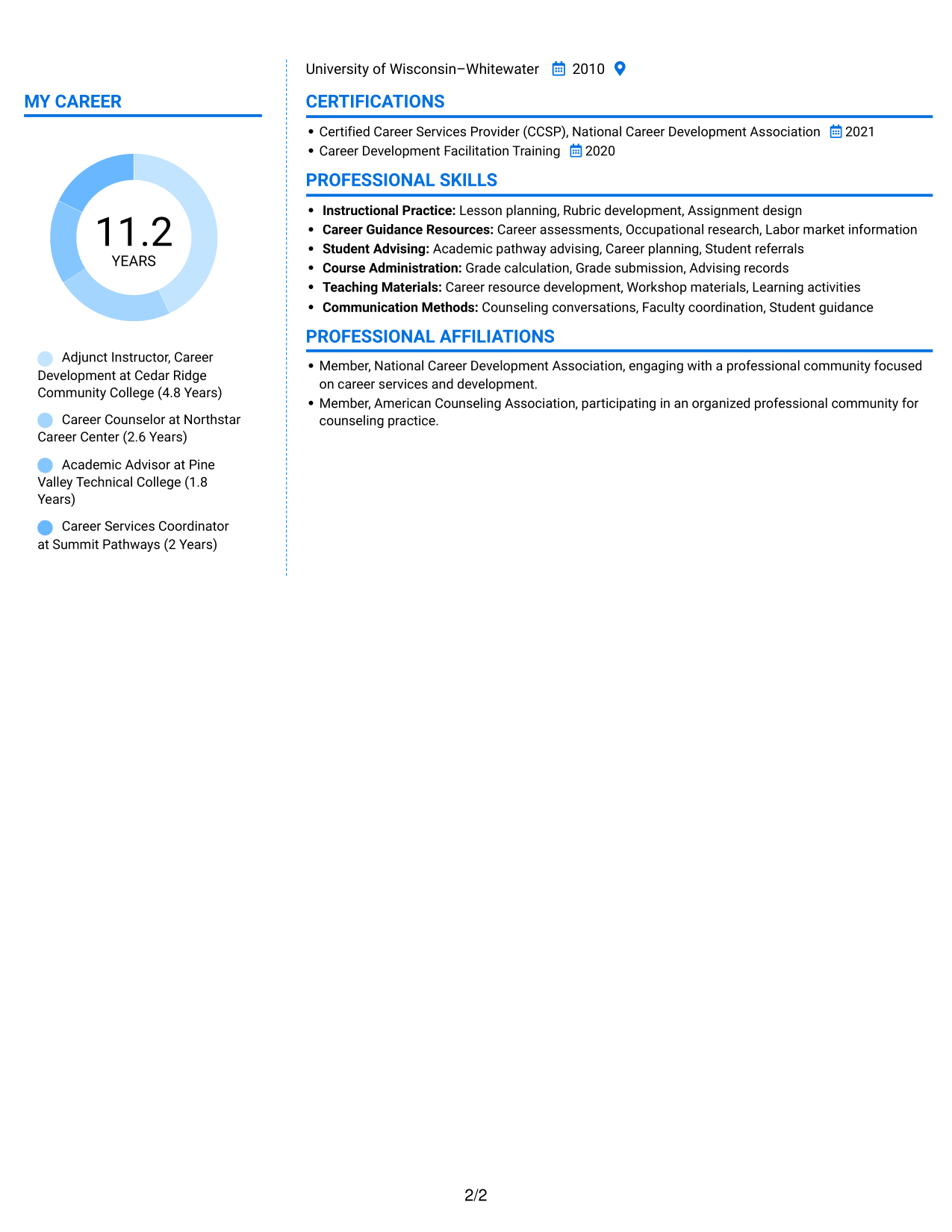 Resume example — page 2