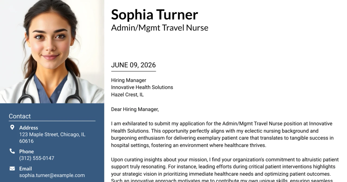 30+ Admin/Mgmt Travel Nurse Cover Letter Templates with Example 2026