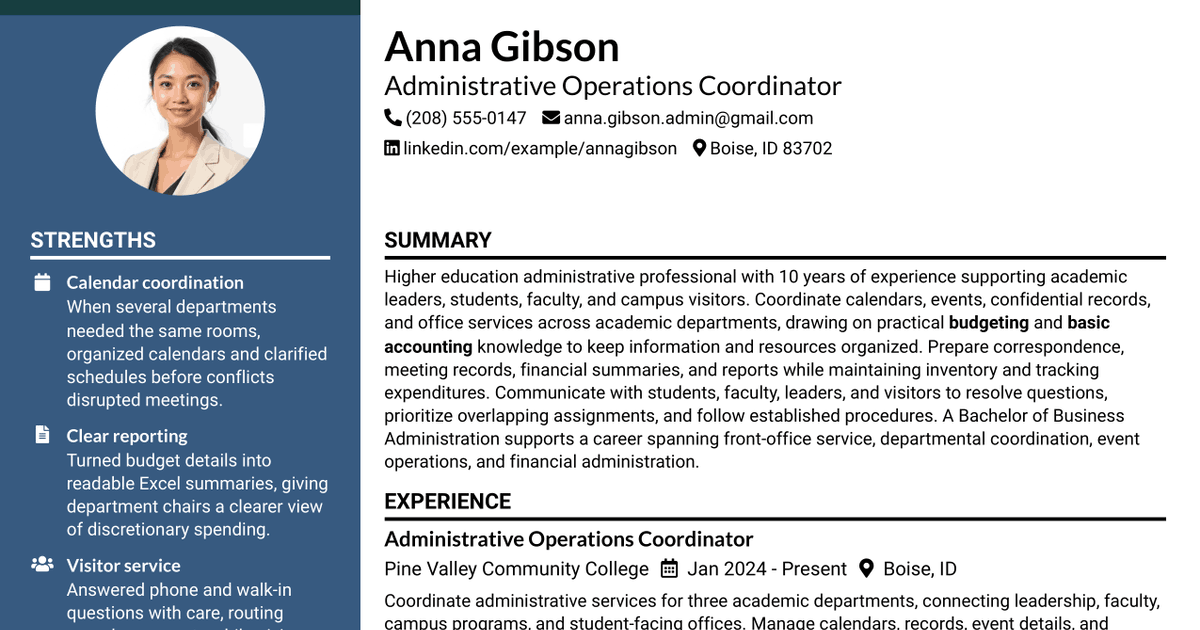 7 Admin Support III - Higher Education Administration Resume Templates with Example