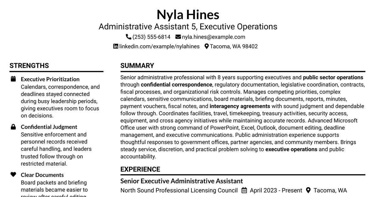 7 Administrative Assistant 5 - Executive Operations Resume Templates with Example