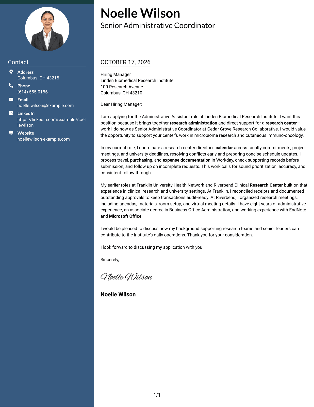Cover letter example — page 1
