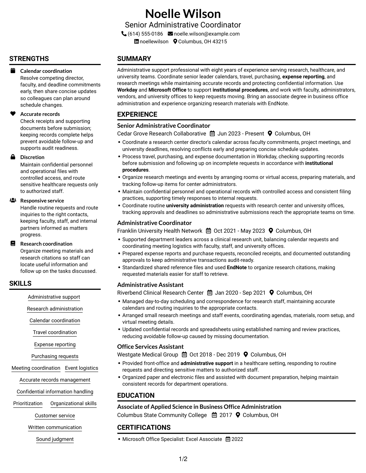 Resume example — page 1