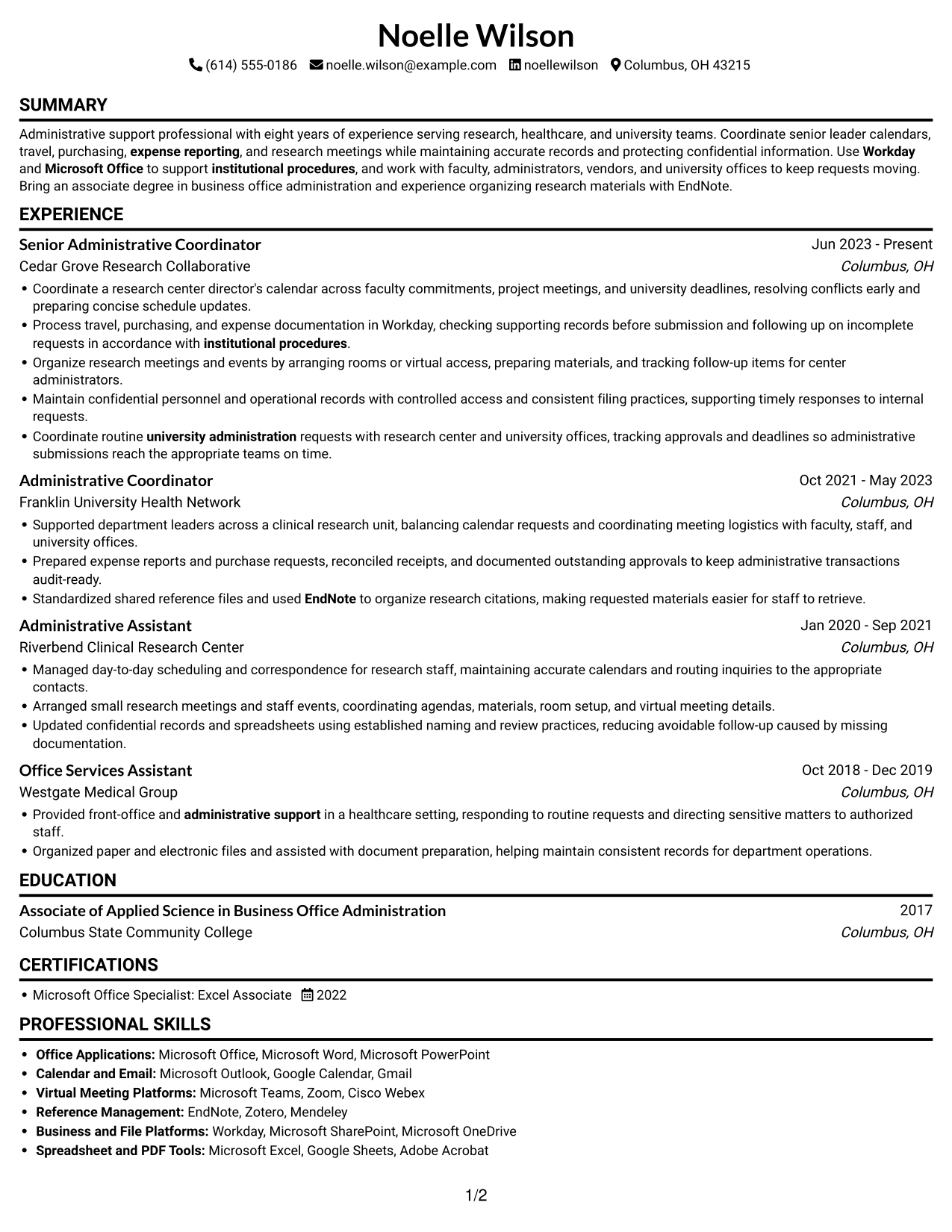 Resume example — page 1