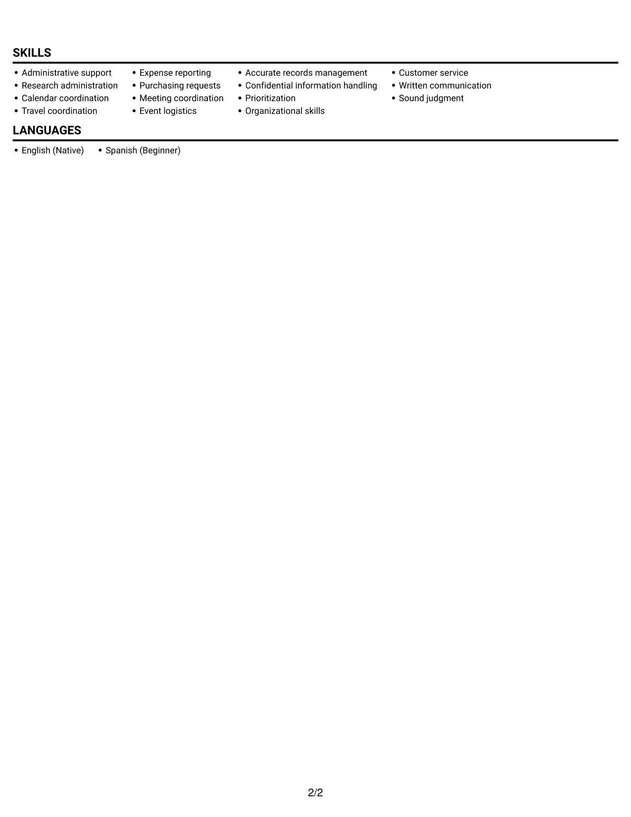 Resume example — page 2