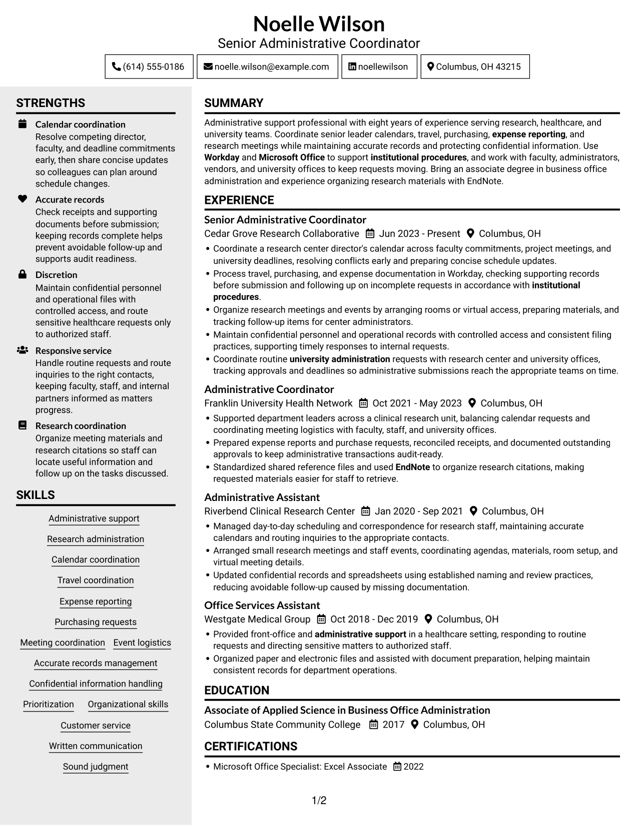 Resume example — page 1