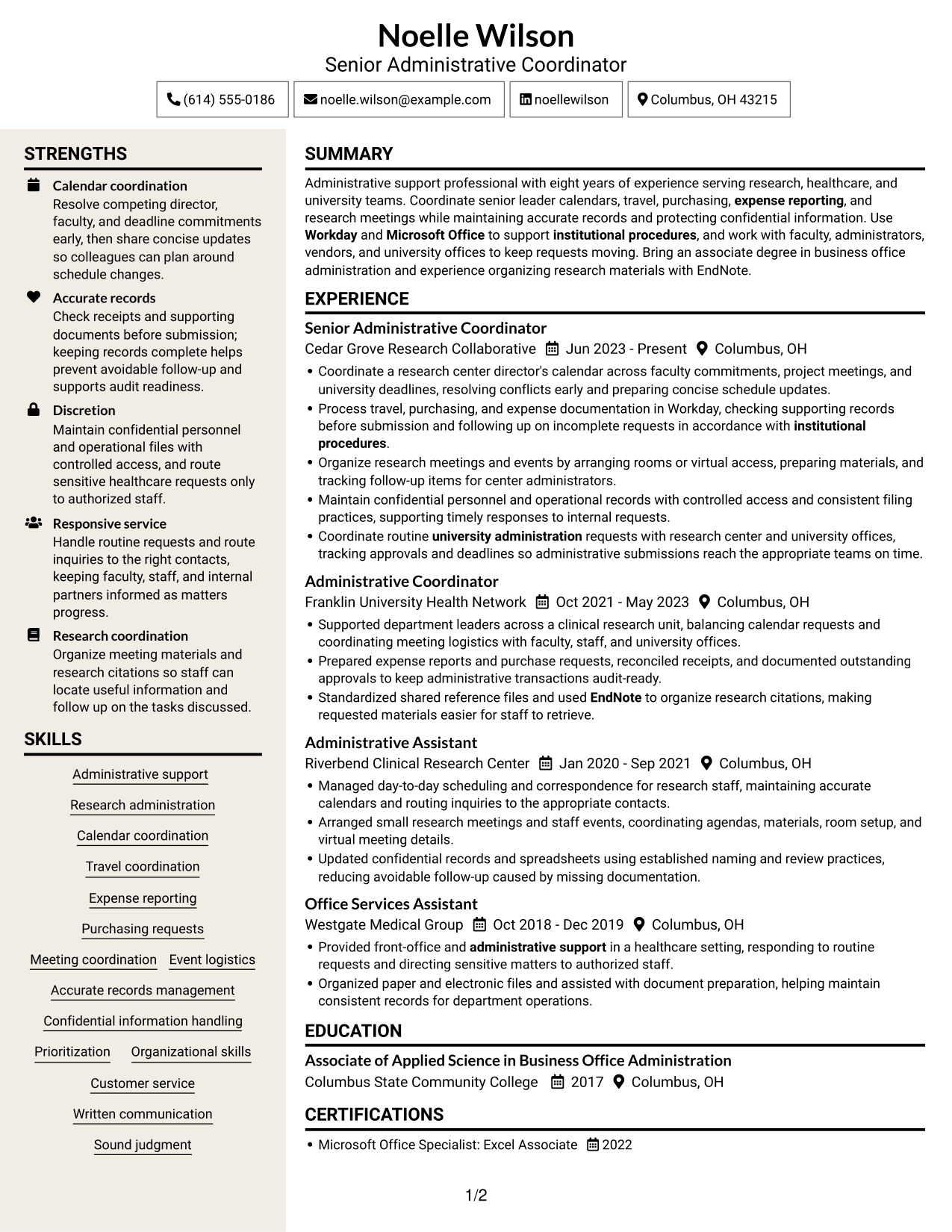 Resume example — page 1
