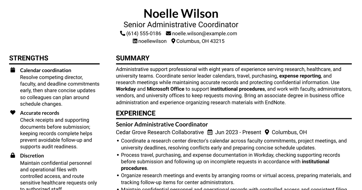 7 Administrative Assistant - Research Administration Resume Templates with Example