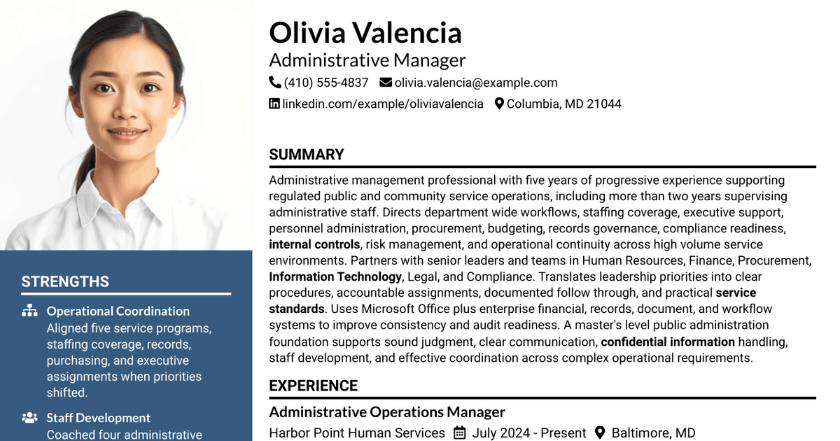 7 Administrative Manager Resume Templates with Example