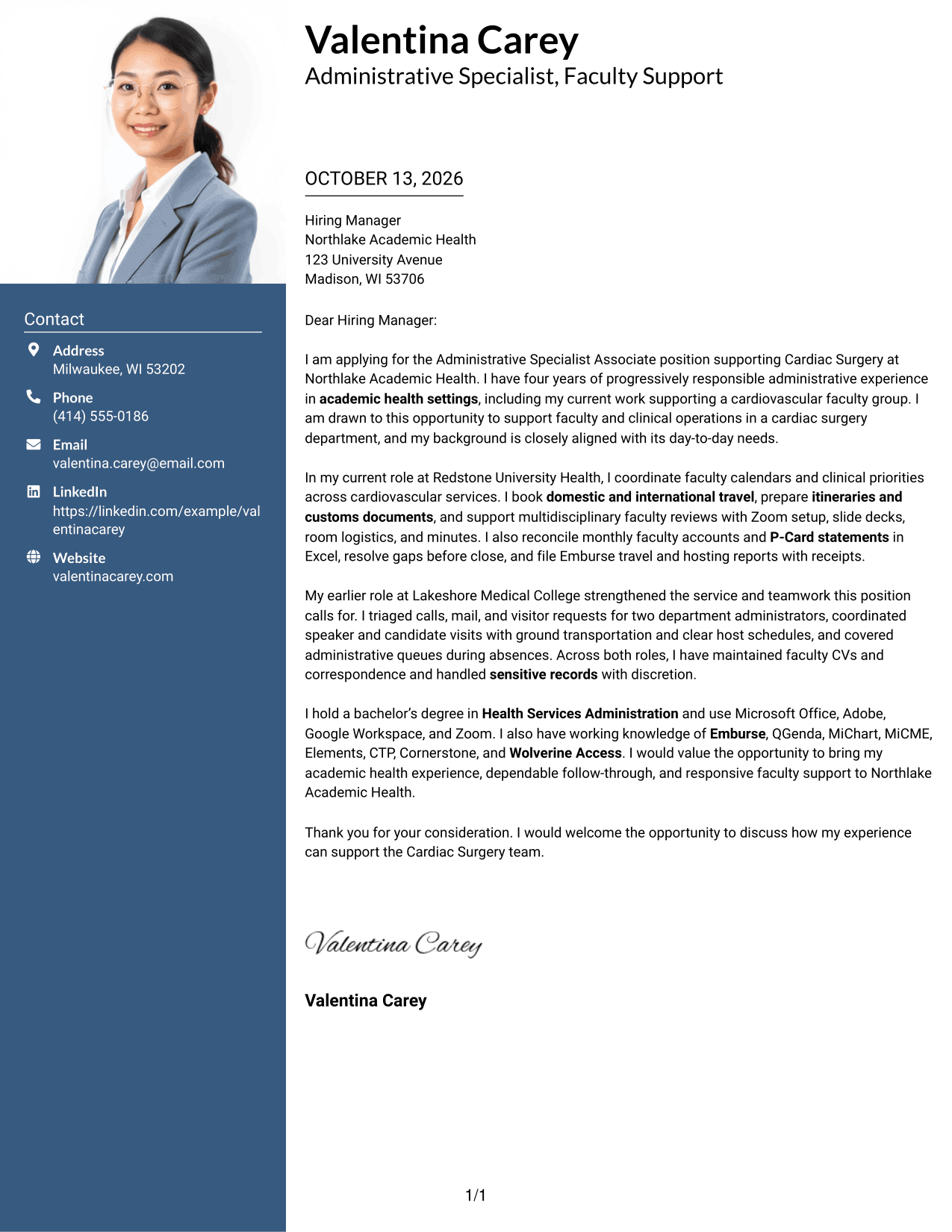 Cover Letter Example Page 1