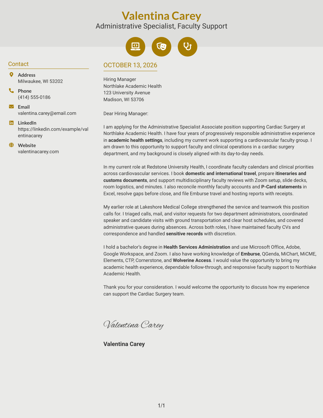 Cover Letter Example Page 1