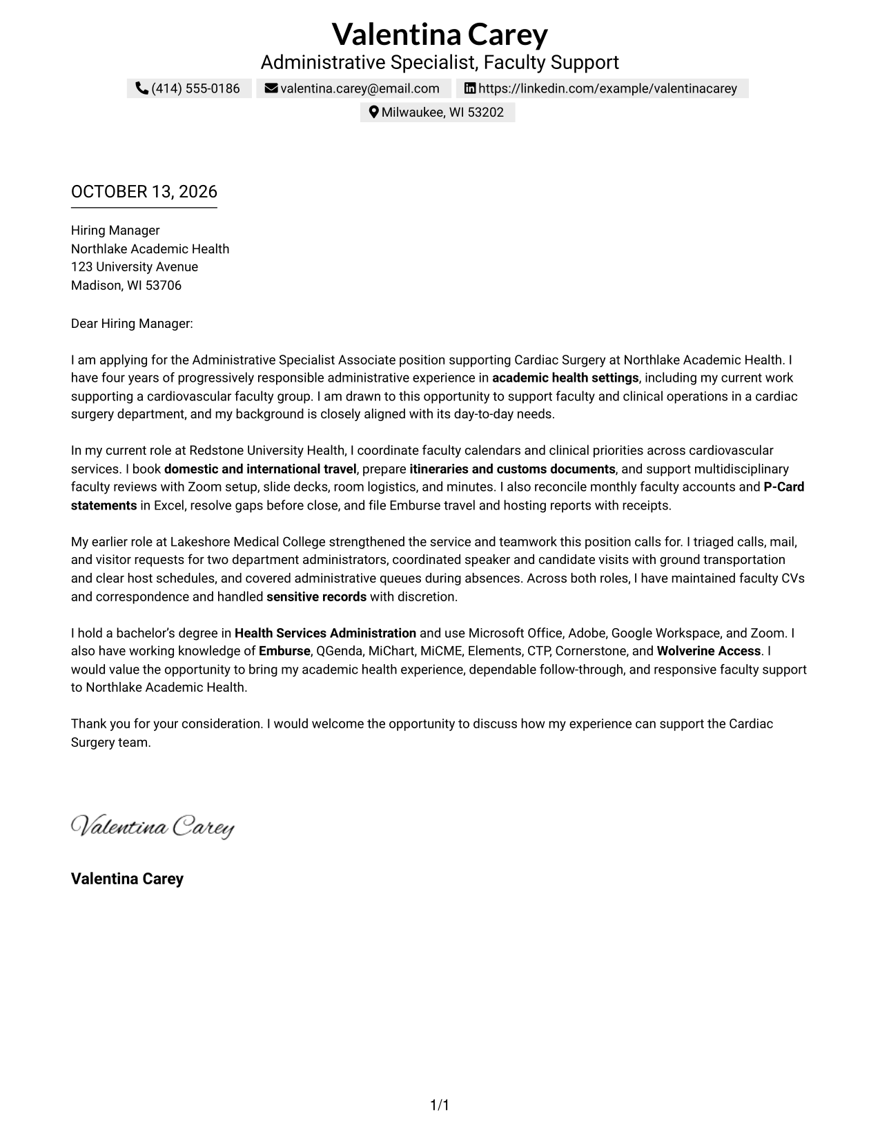 Text/Fang Style Cover Letter Preview