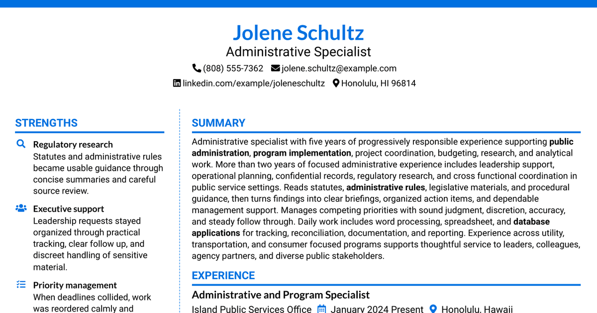 7 Administrative Specialist Resume Templates with Example