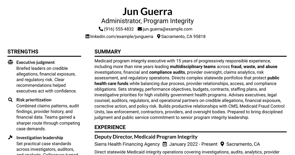 7 Administrator for Program Integrity Resume Templates with Example