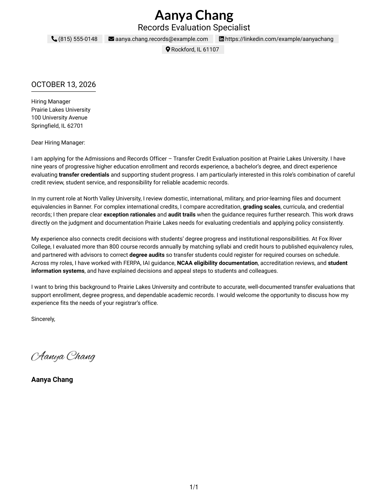 Text/Fang Style Cover Letter Preview