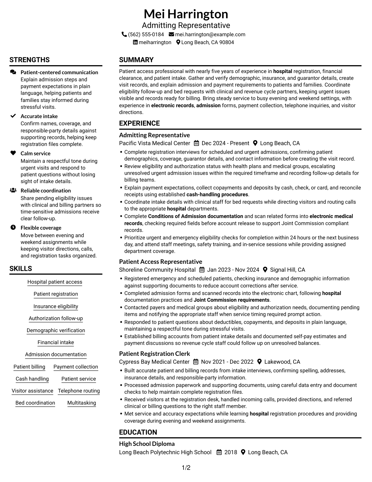 Resume example — page 1