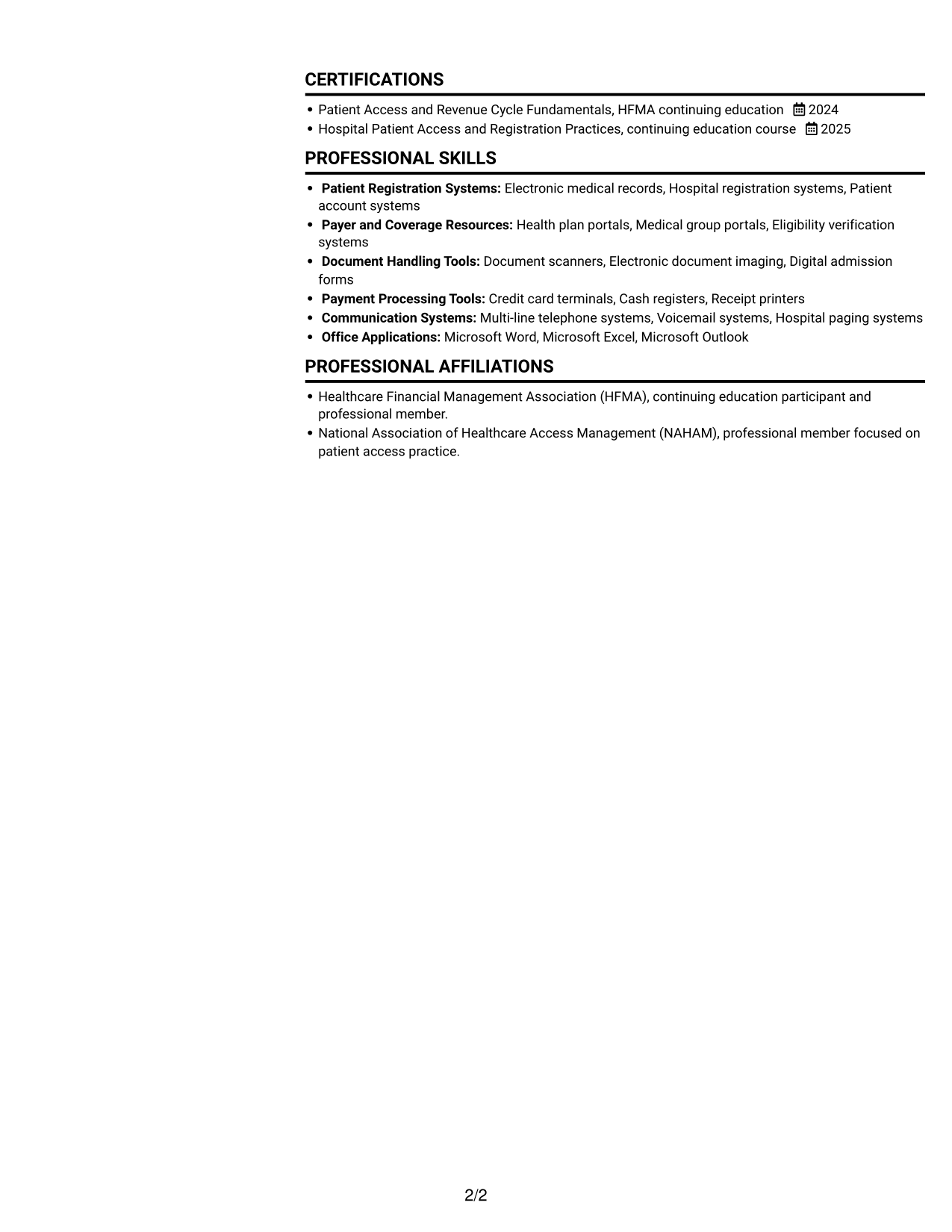 Resume example — page 2