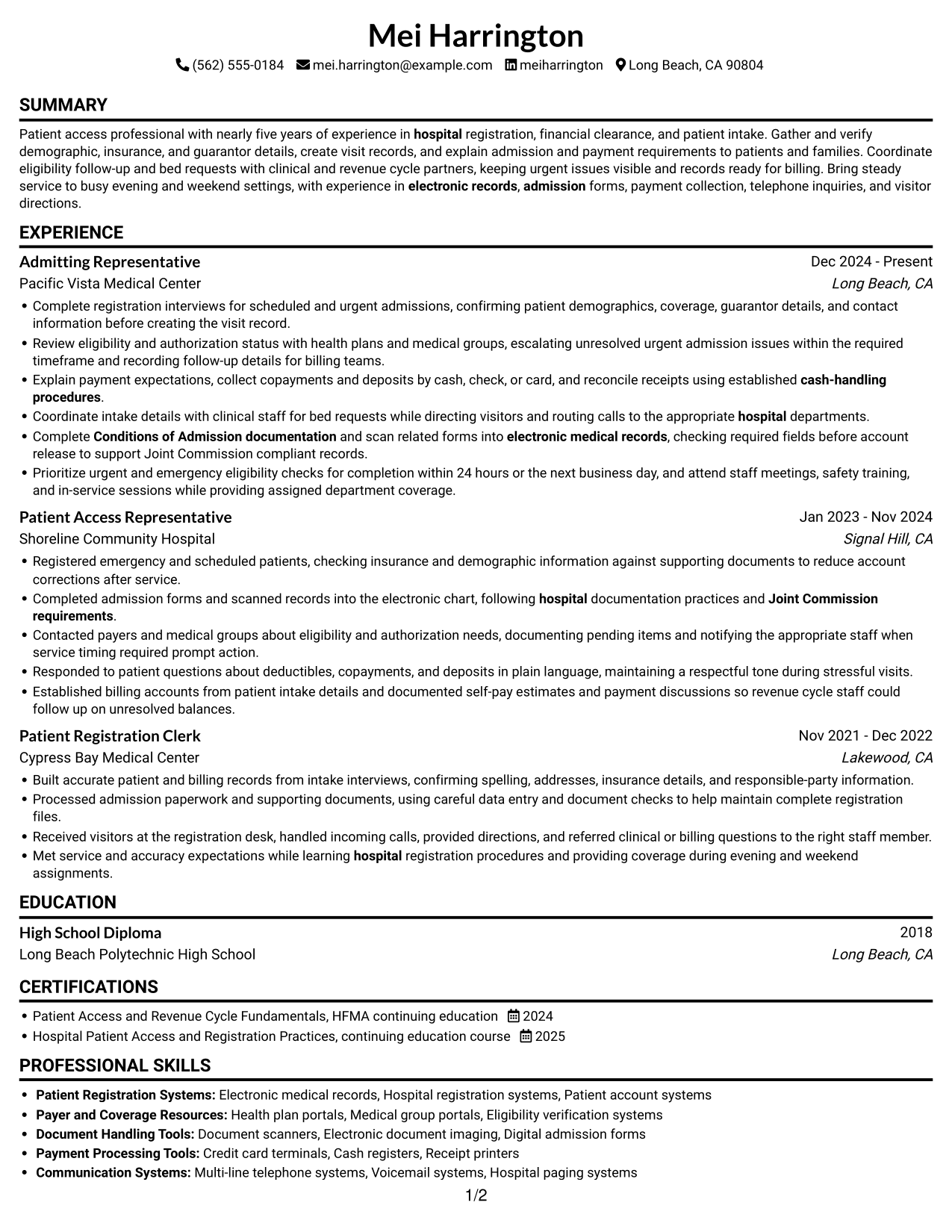 Resume example — page 1