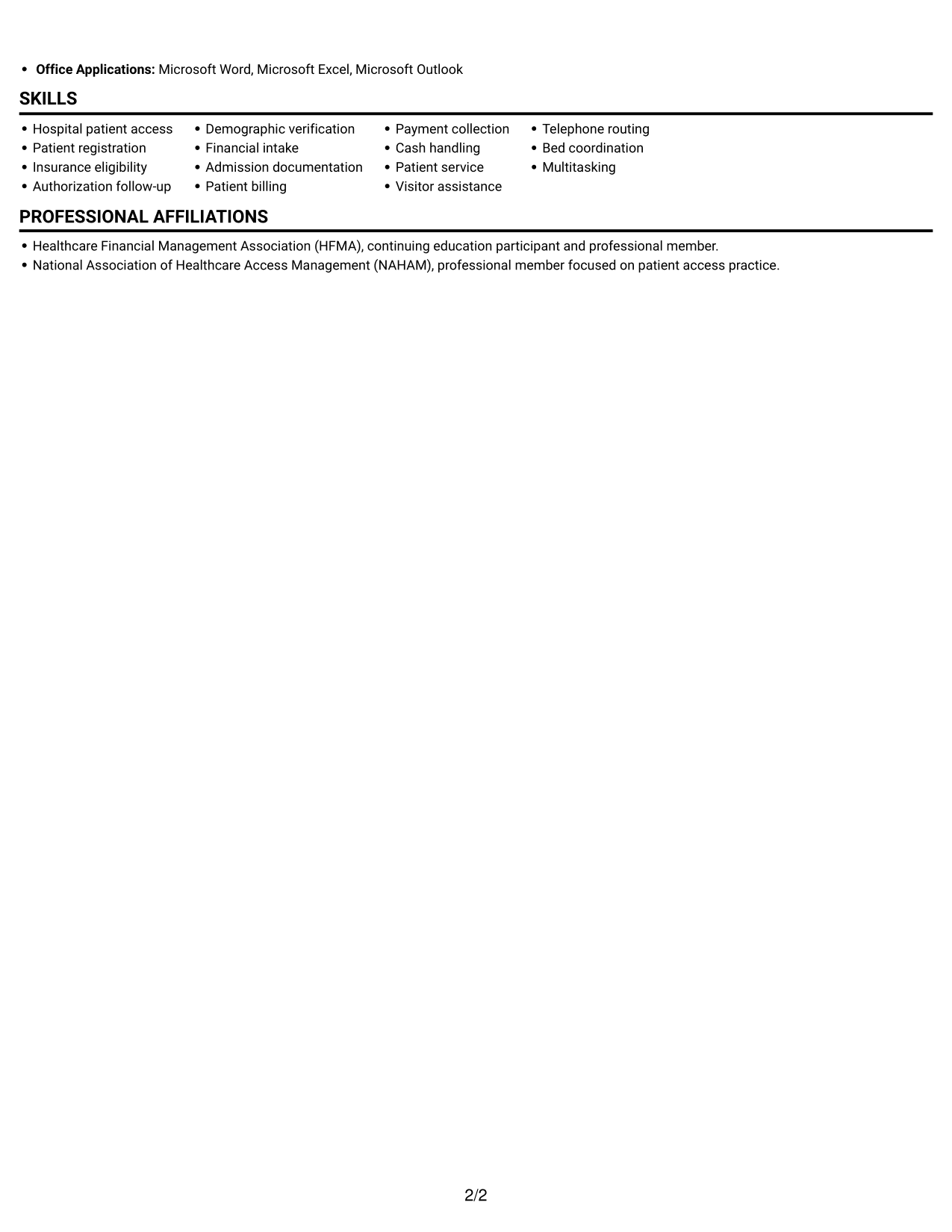 Resume example — page 2