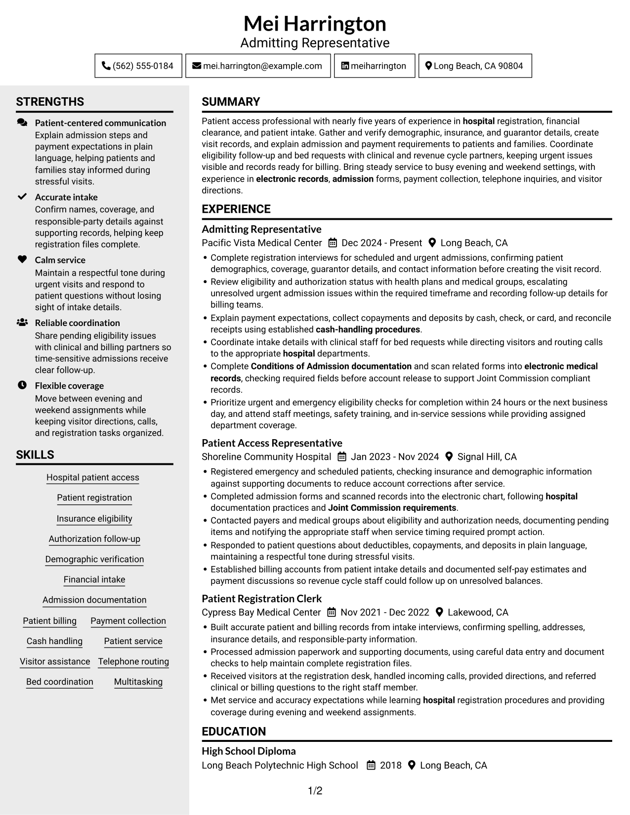 Resume example — page 1