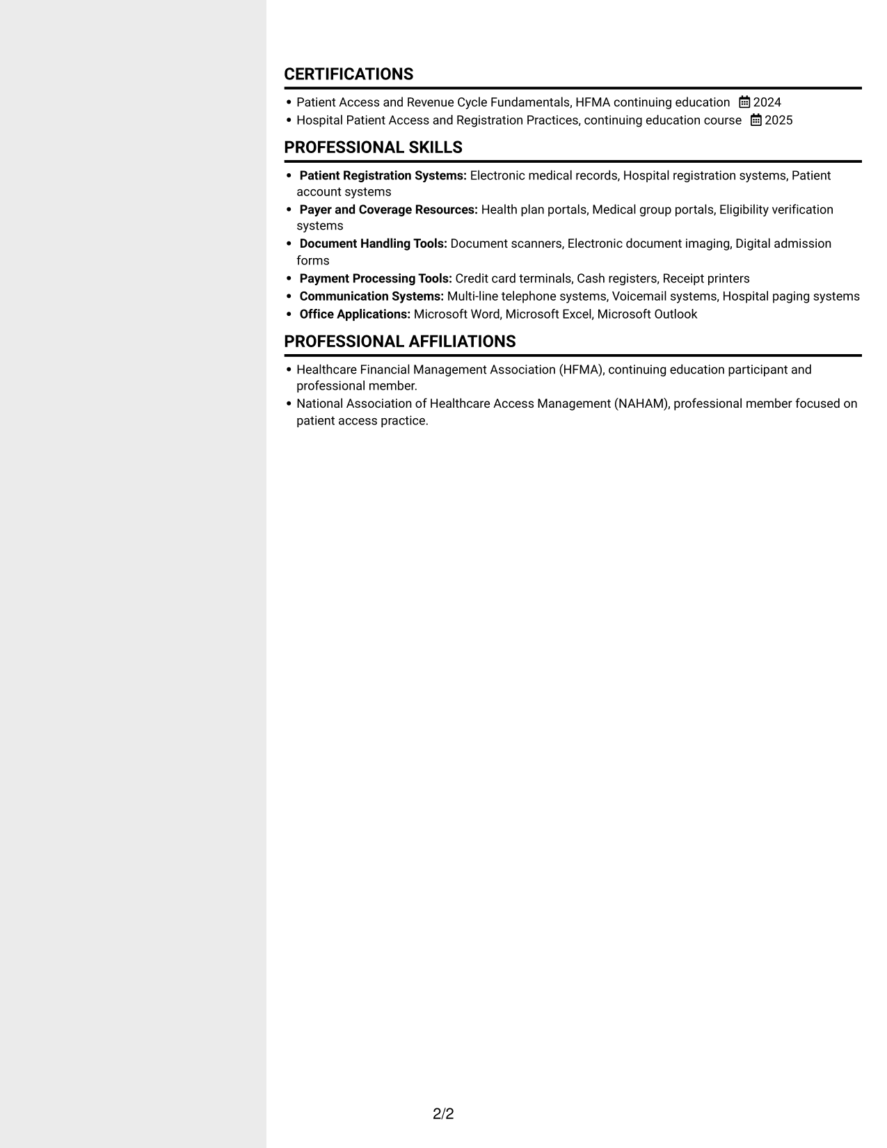 Resume example — page 2