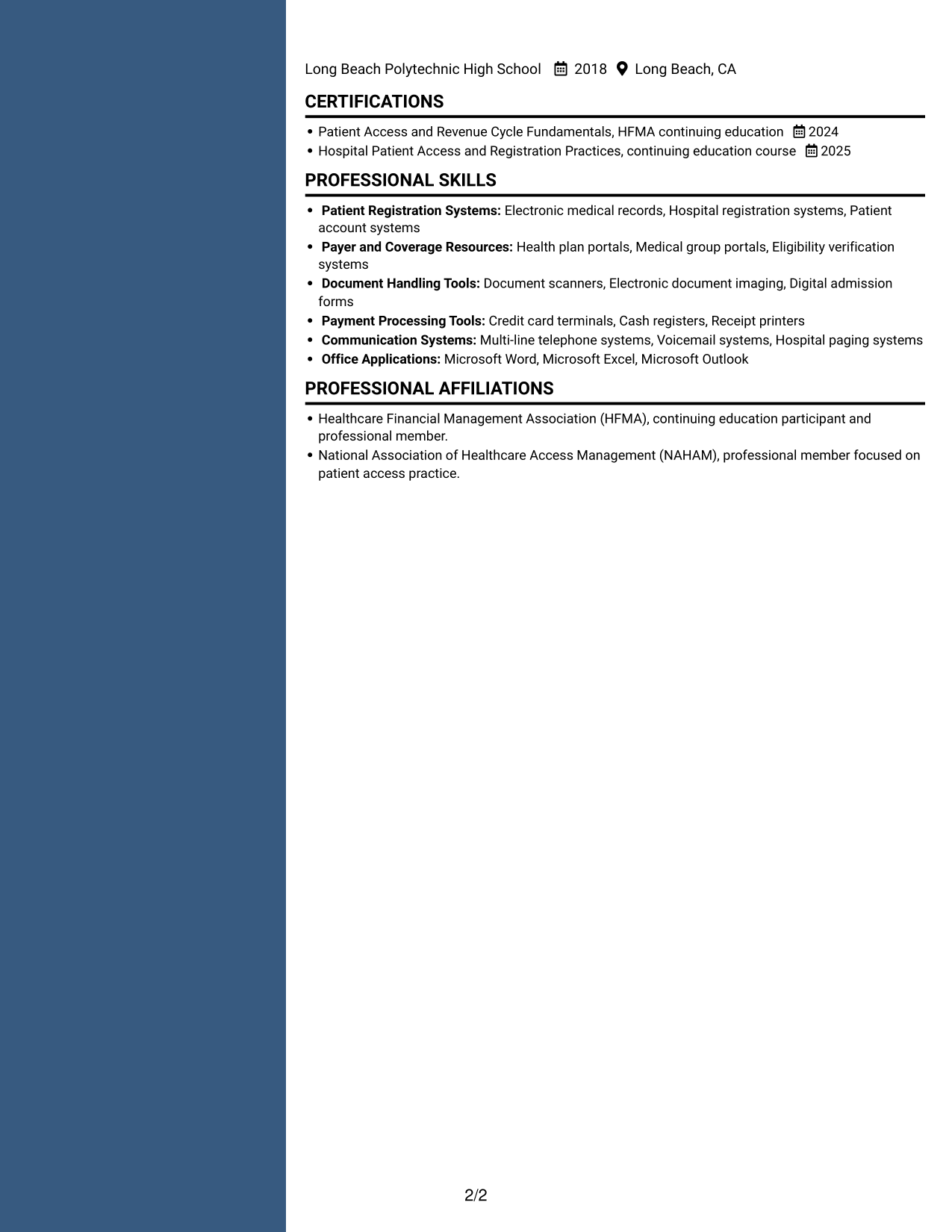Resume example — page 2