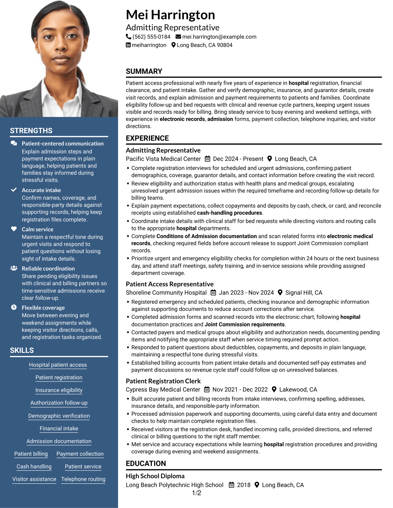 Resume example — page 1