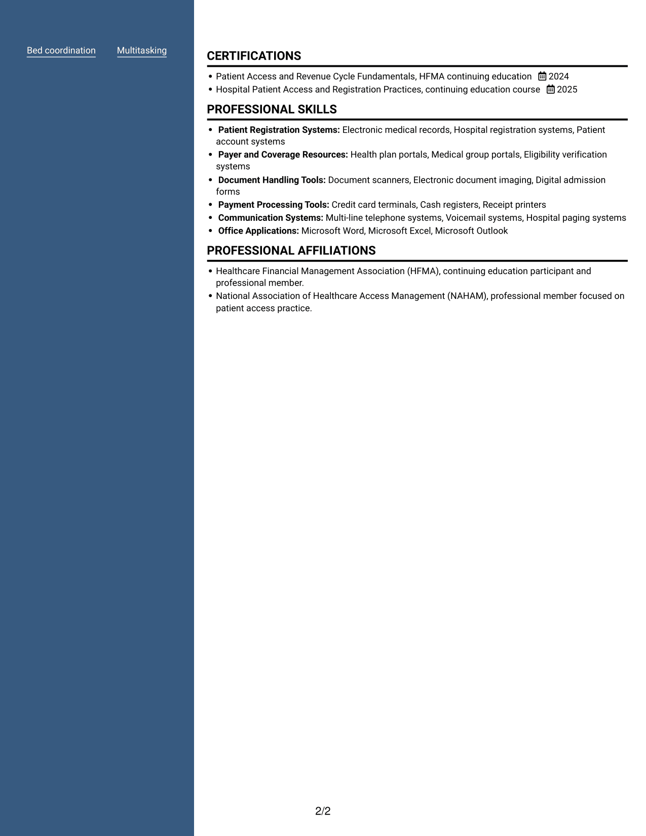 Resume example — page 2