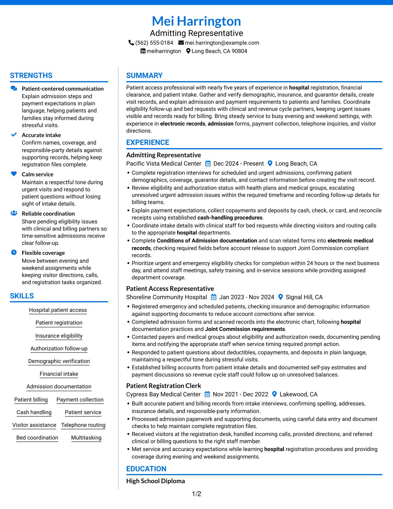 Resume example — page 1