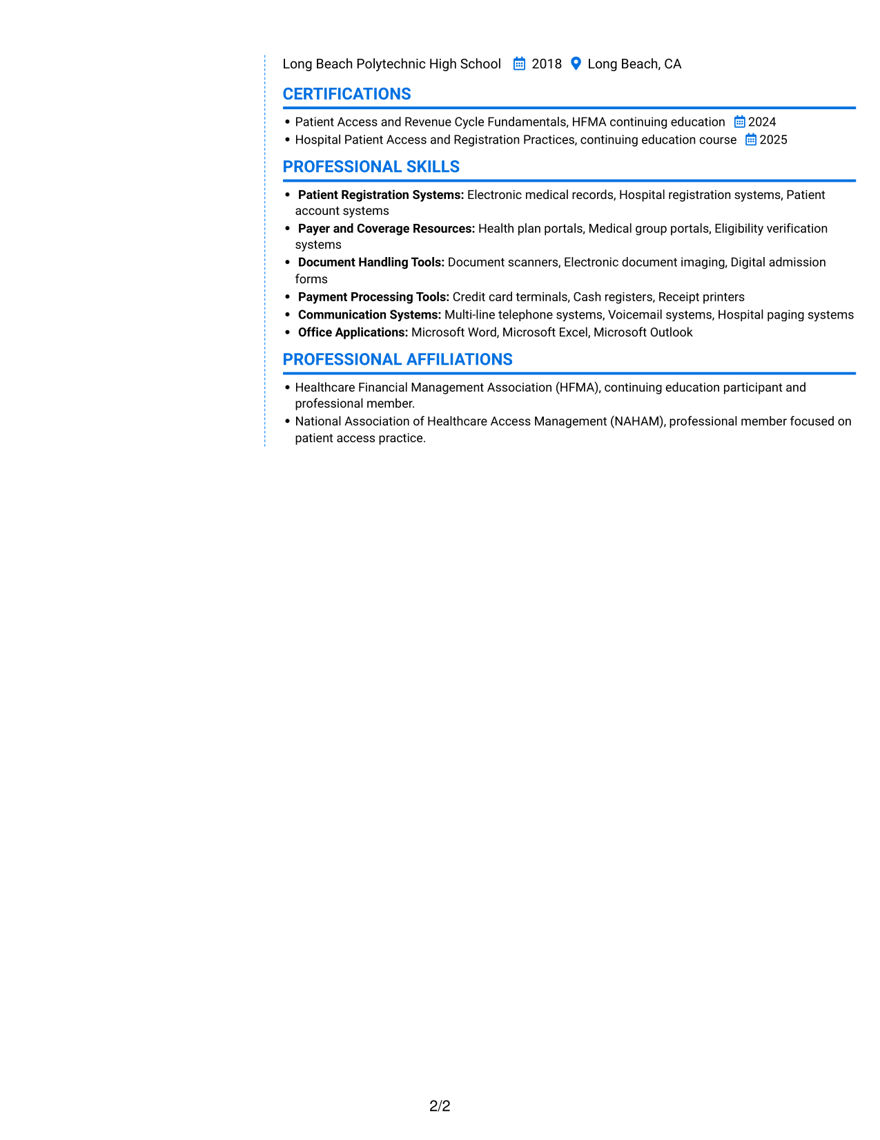 Resume example — page 2