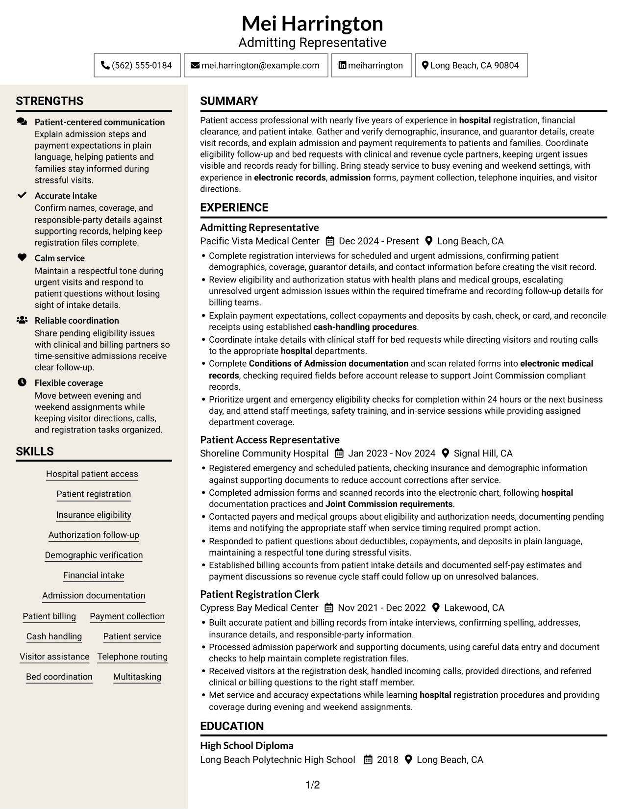 Resume example — page 1