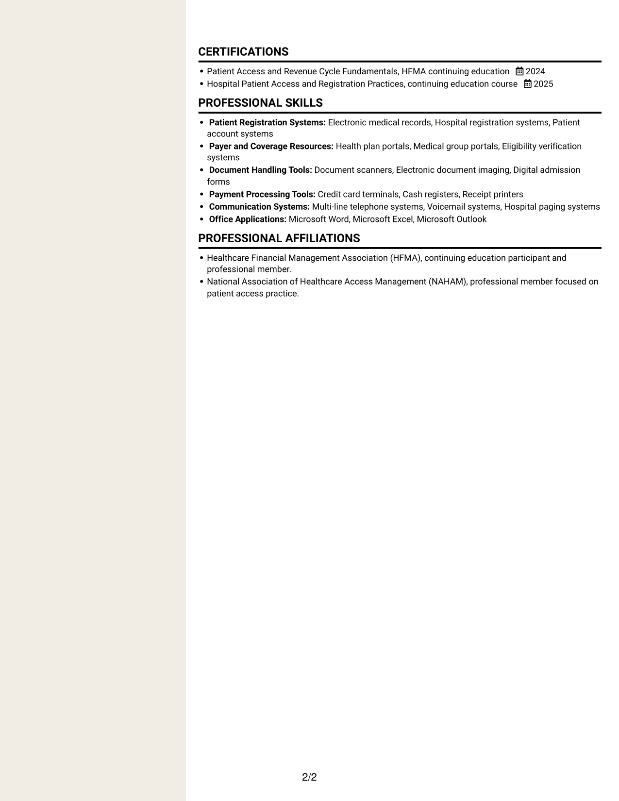 Resume example — page 2