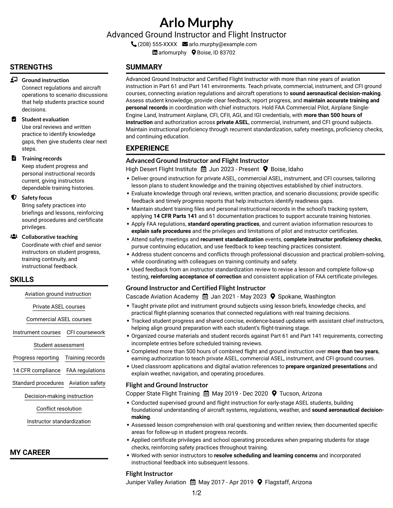 Resume example — page 1