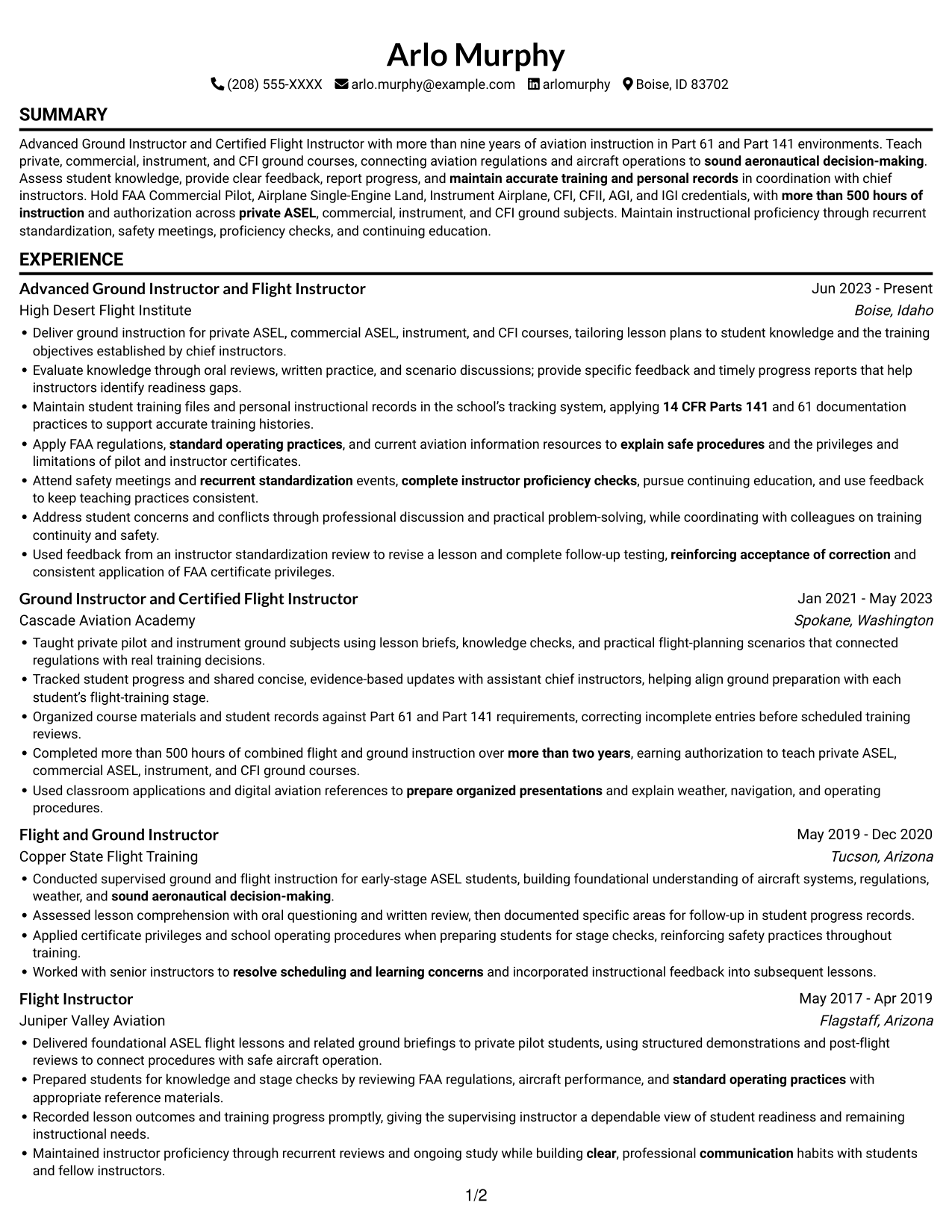 Resume example — page 1