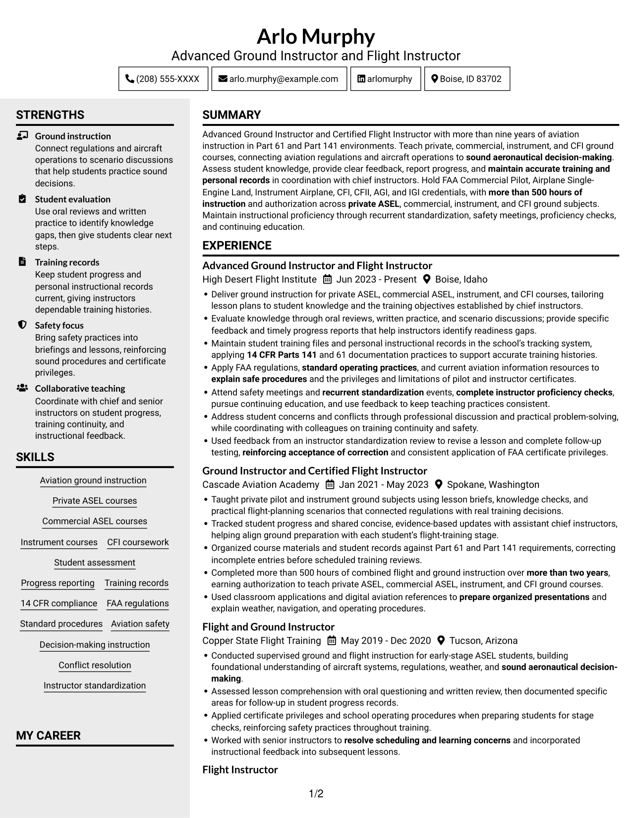Resume example — page 1
