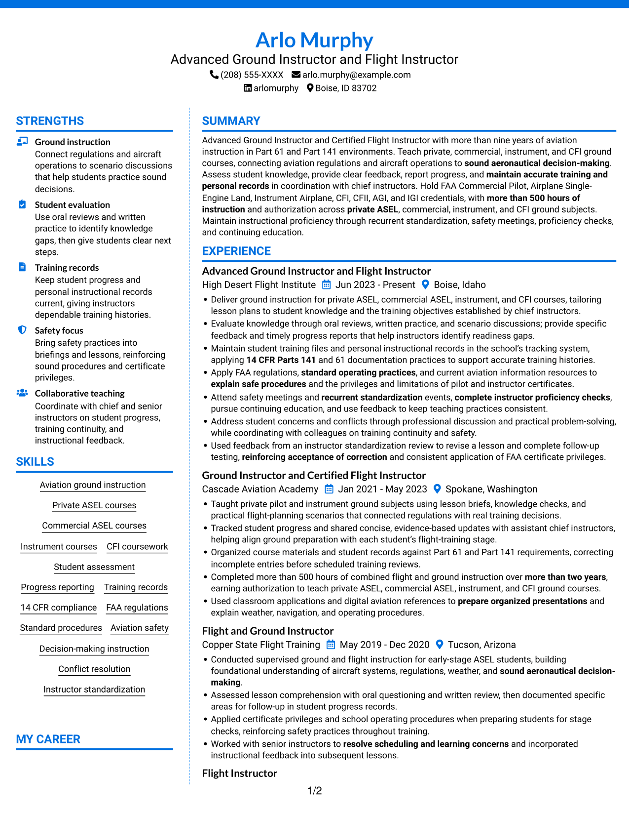 Resume example — page 1