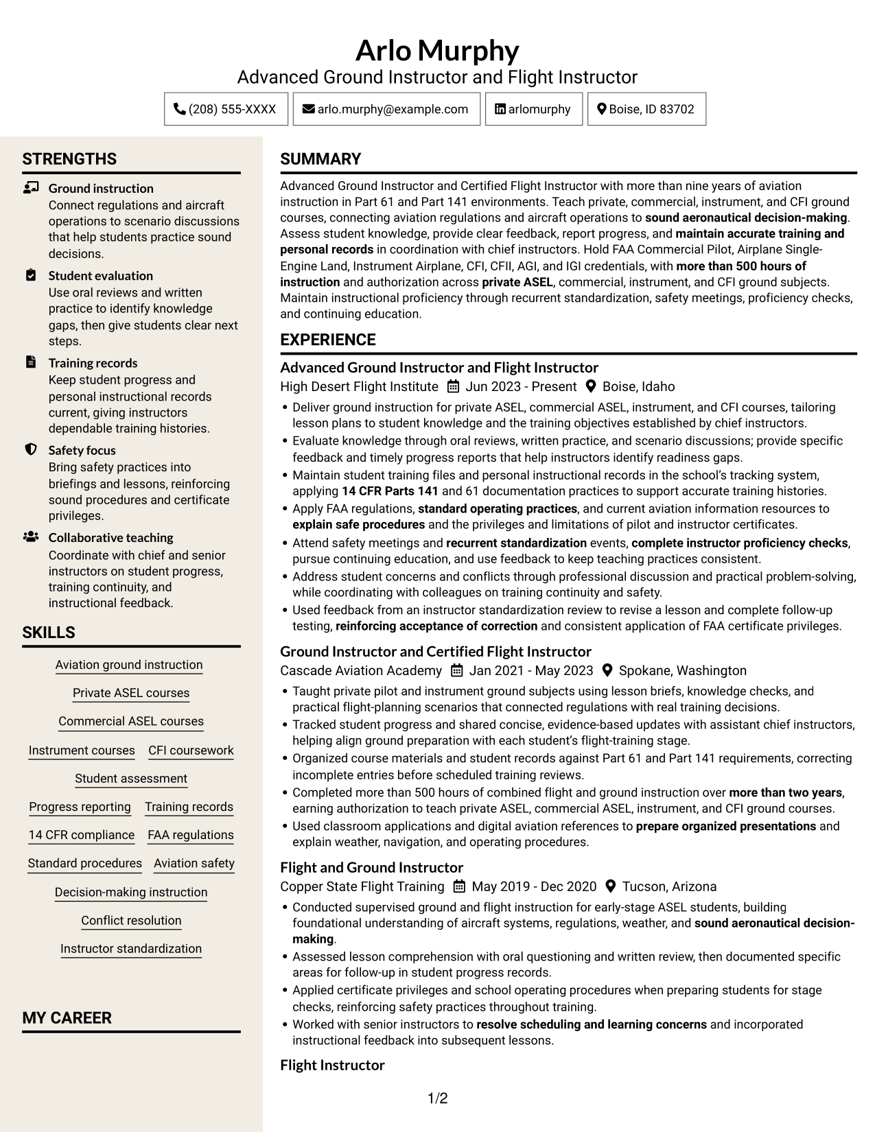 Resume example — page 1