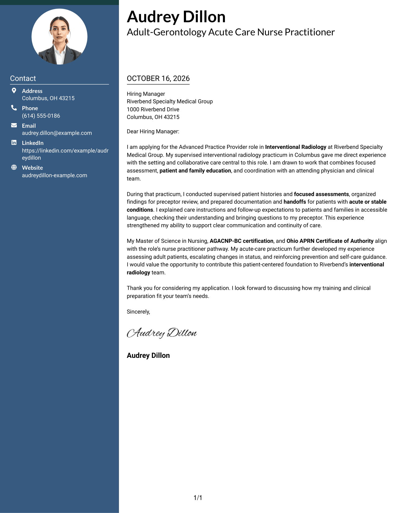 Cover letter example — page 1