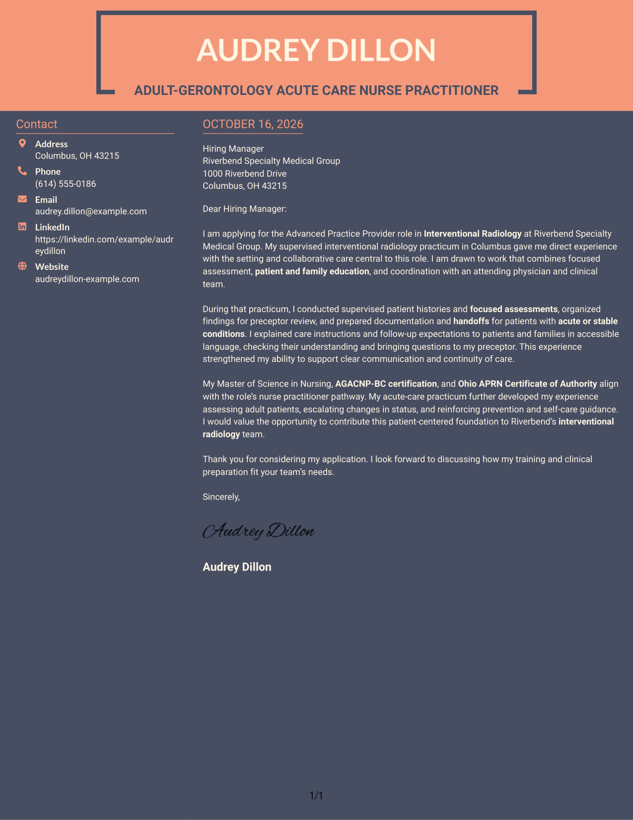 Cover letter example — page 1